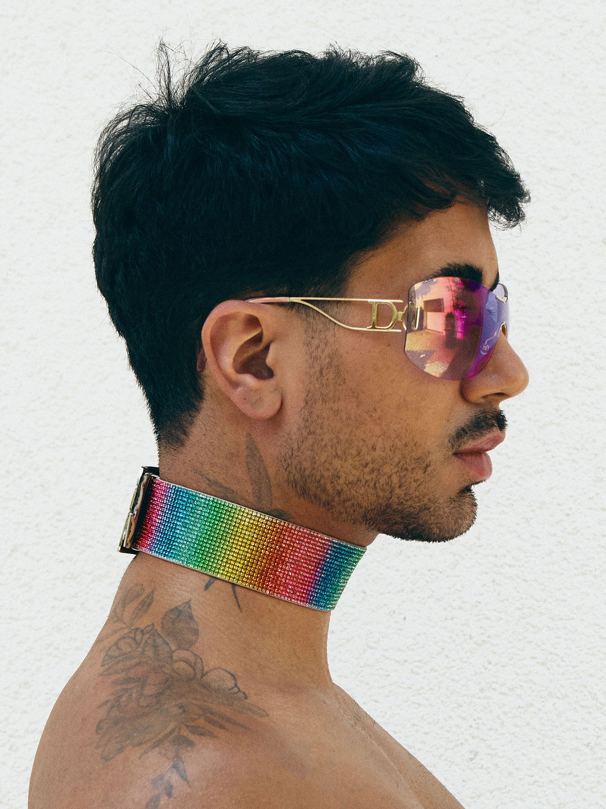 Brunos \ Neu \ Lorand Lajos \ Lorand Lajos rainbow S/M Choker (4cm) Crystal