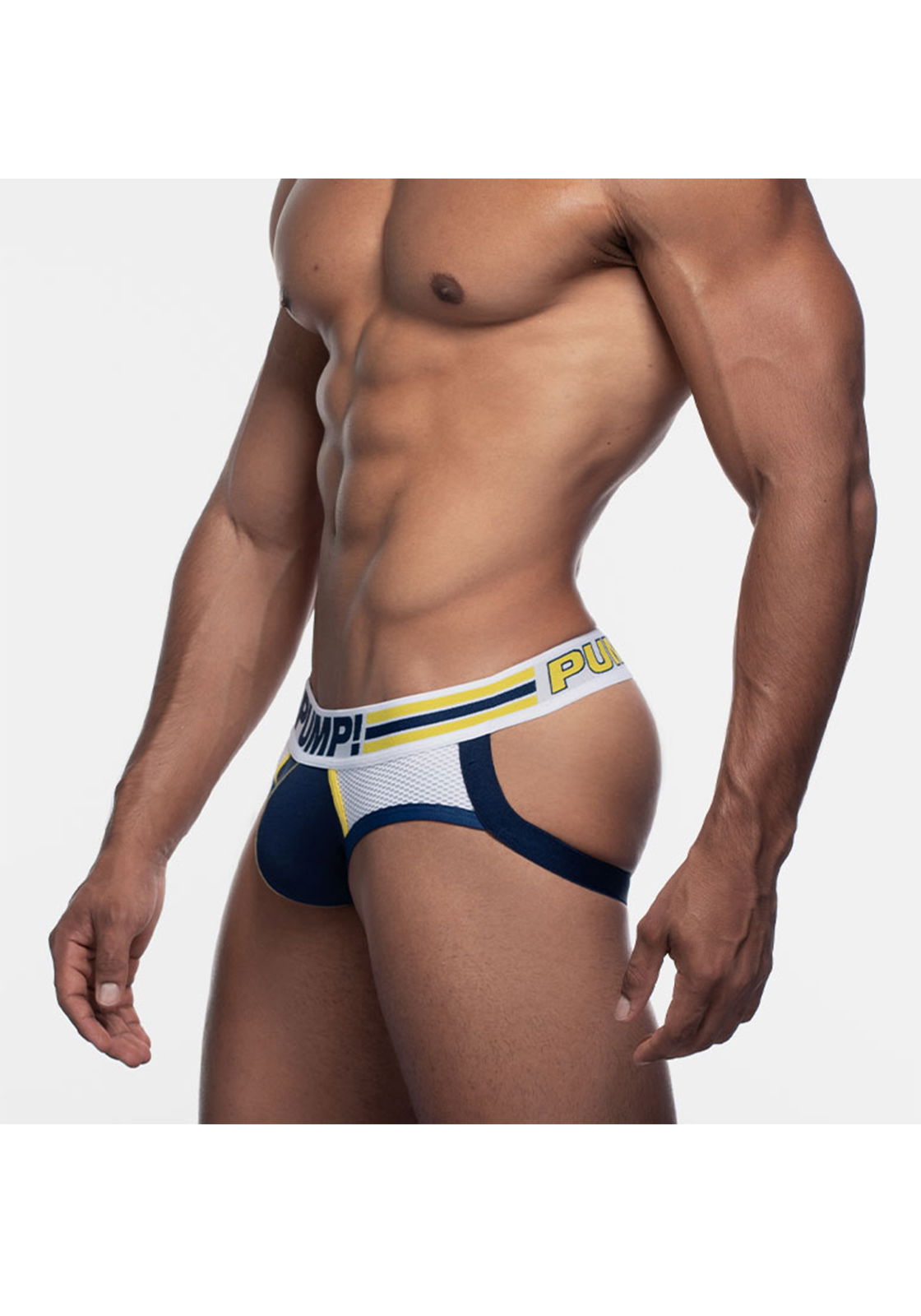 Brunos \  \ PUMP! \ Recharge Sportboy Jock | Navy/White/Yellow