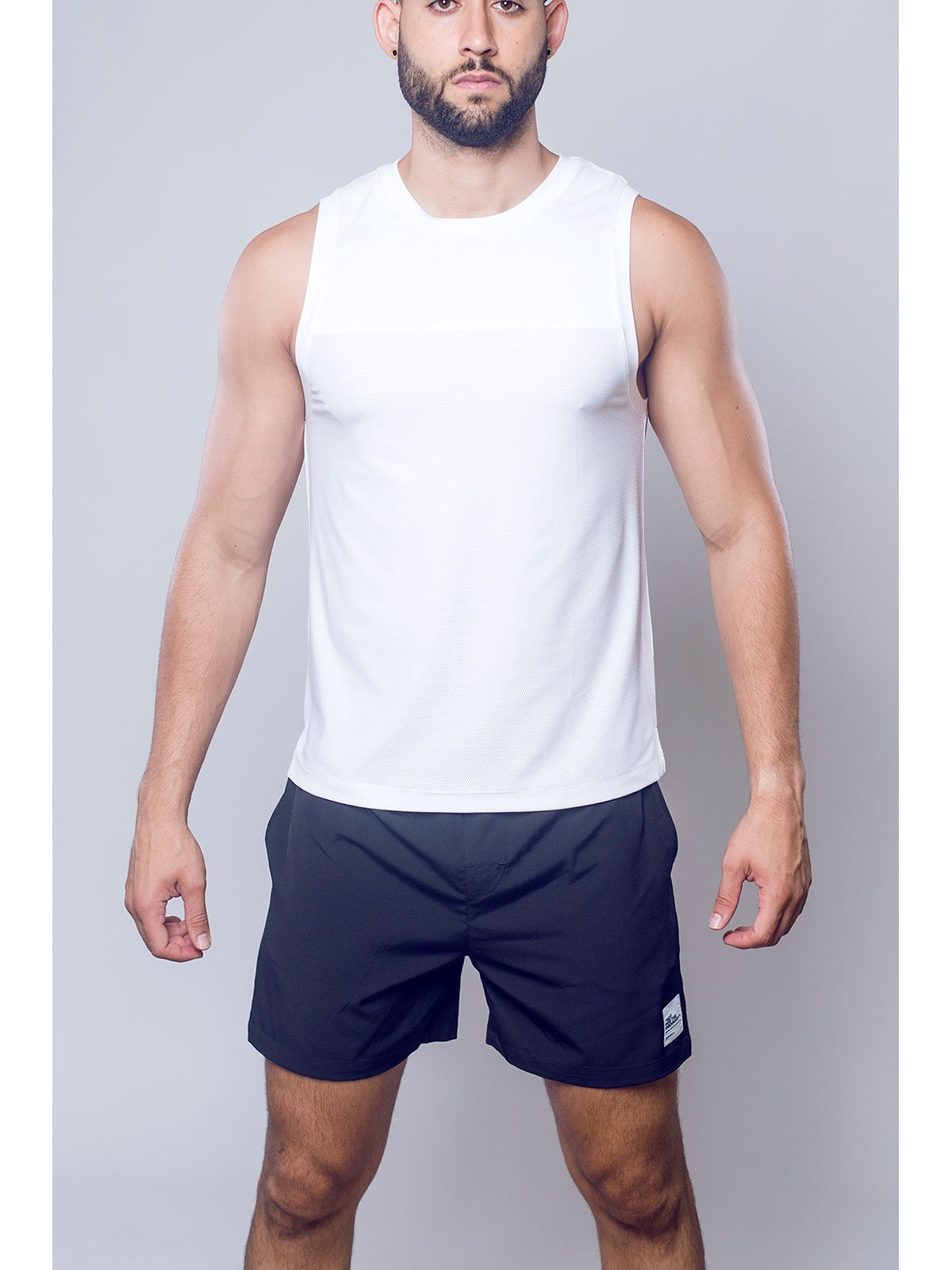 Tank Top Solid & Mesh | White