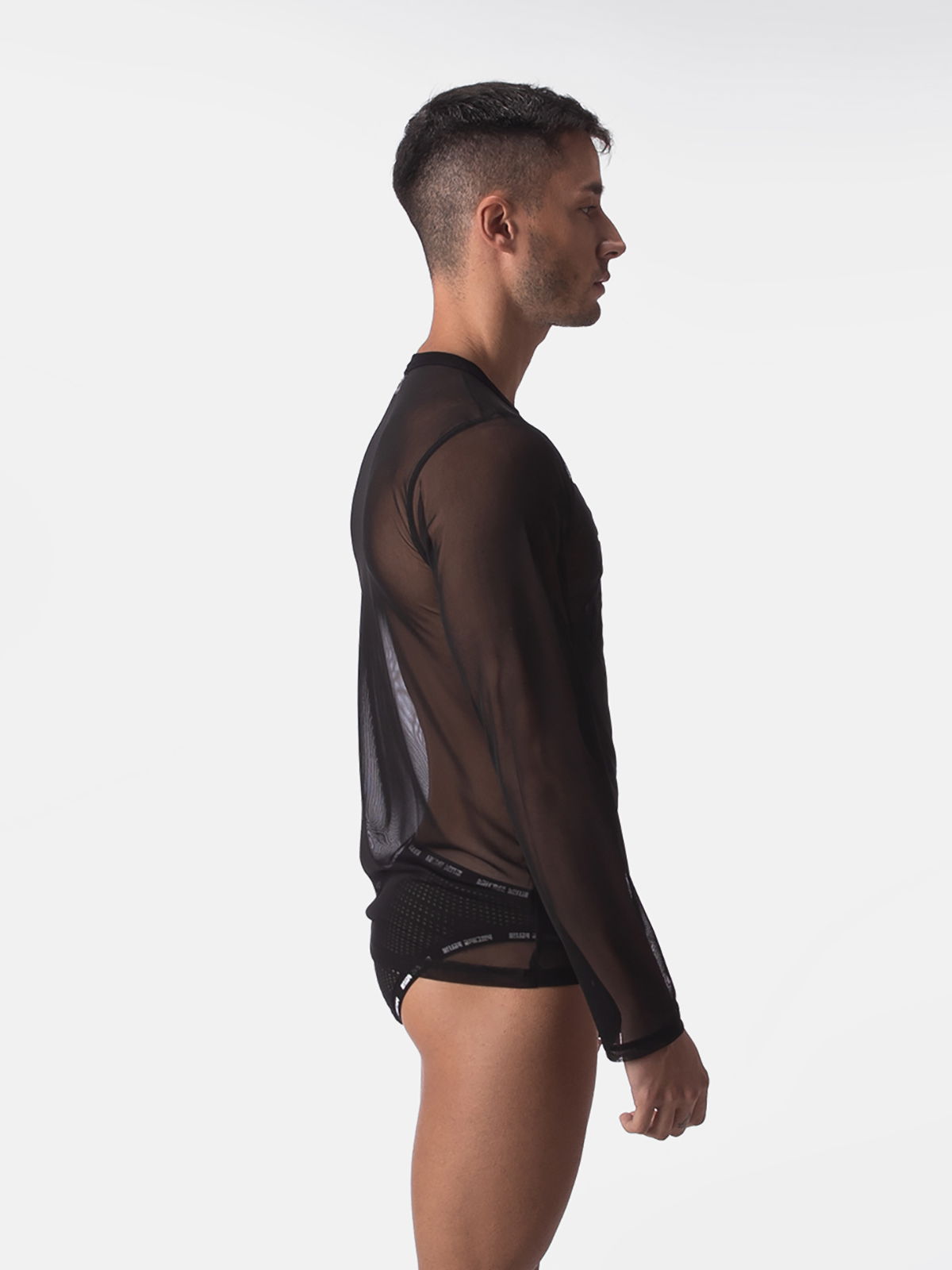 Brunos \ Fashion Sale \ Barcode Berlin \ Mesh Long Sleeve Fucking Hot | Black