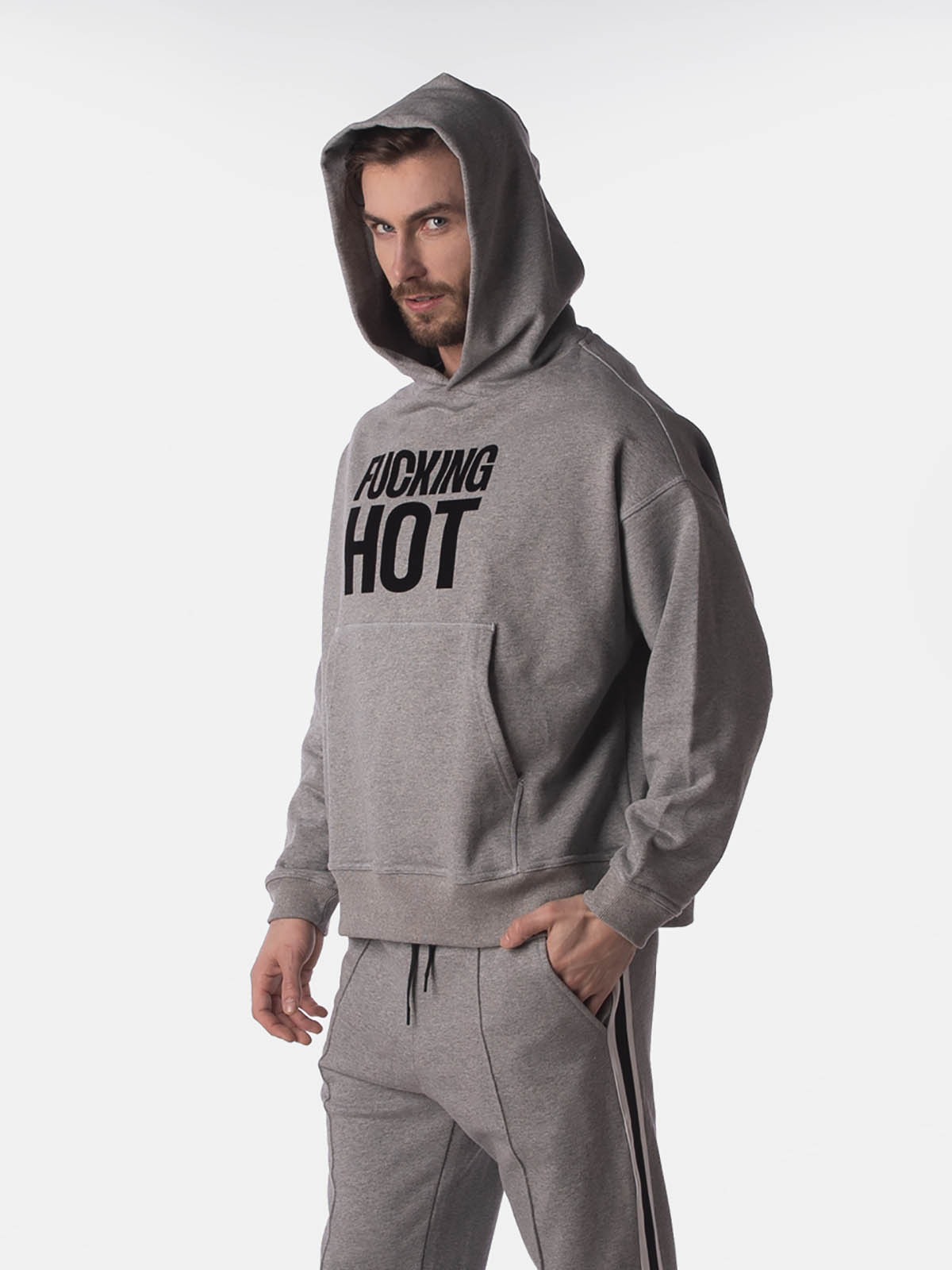 Brunos \ Hoodies \ Barcode Berlin \ Hoodie Fleece Oversize Fucking Hot | Grey