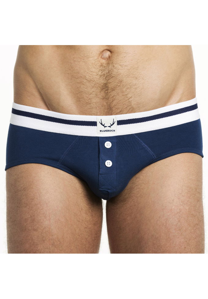 Bluebuck Nautical Buttons Brief | Navy/White