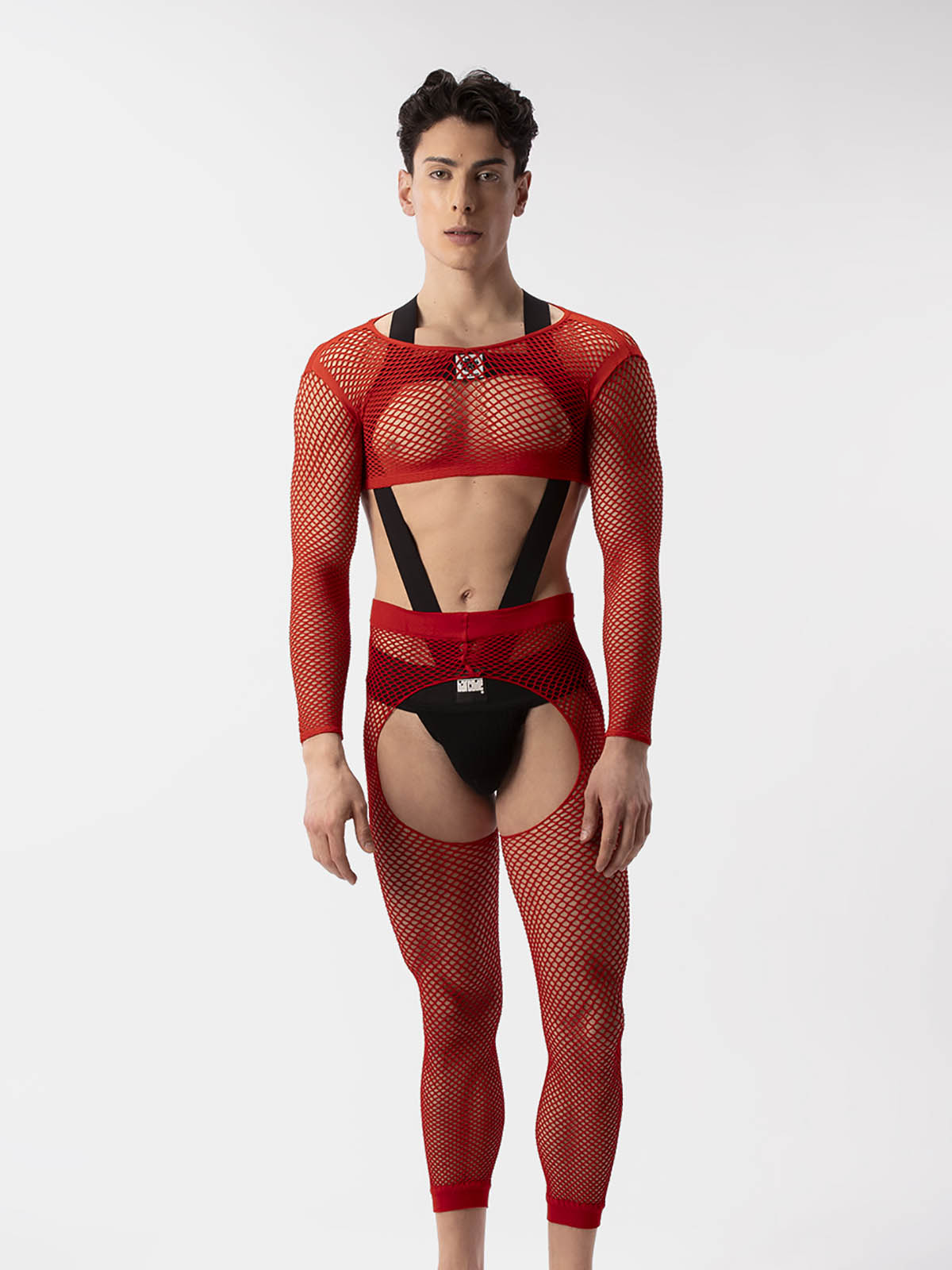 Brunos \ NEU \ Barcode Berlin \ Fishnet Leggins Cacci | Red