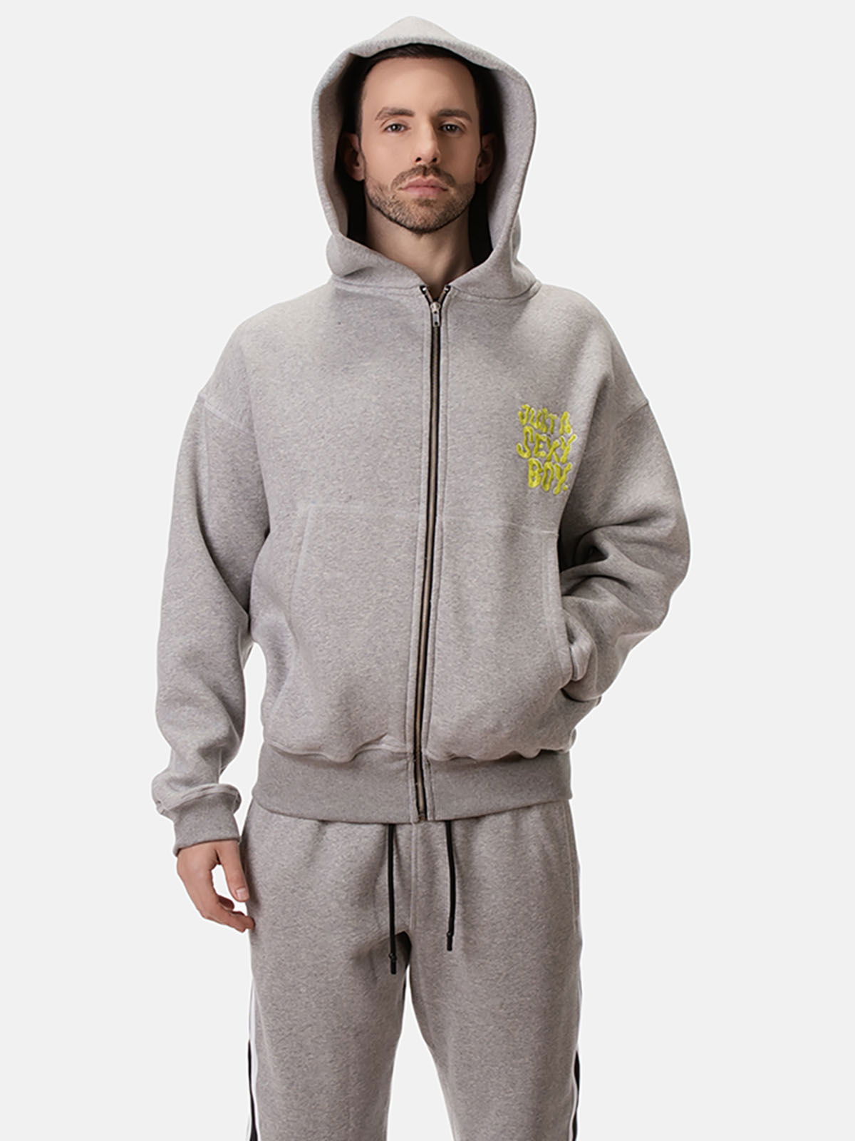 Brunos \  \ Barcode Berlin \ Jacket Hoodie Gadget | Grey/Neongreen