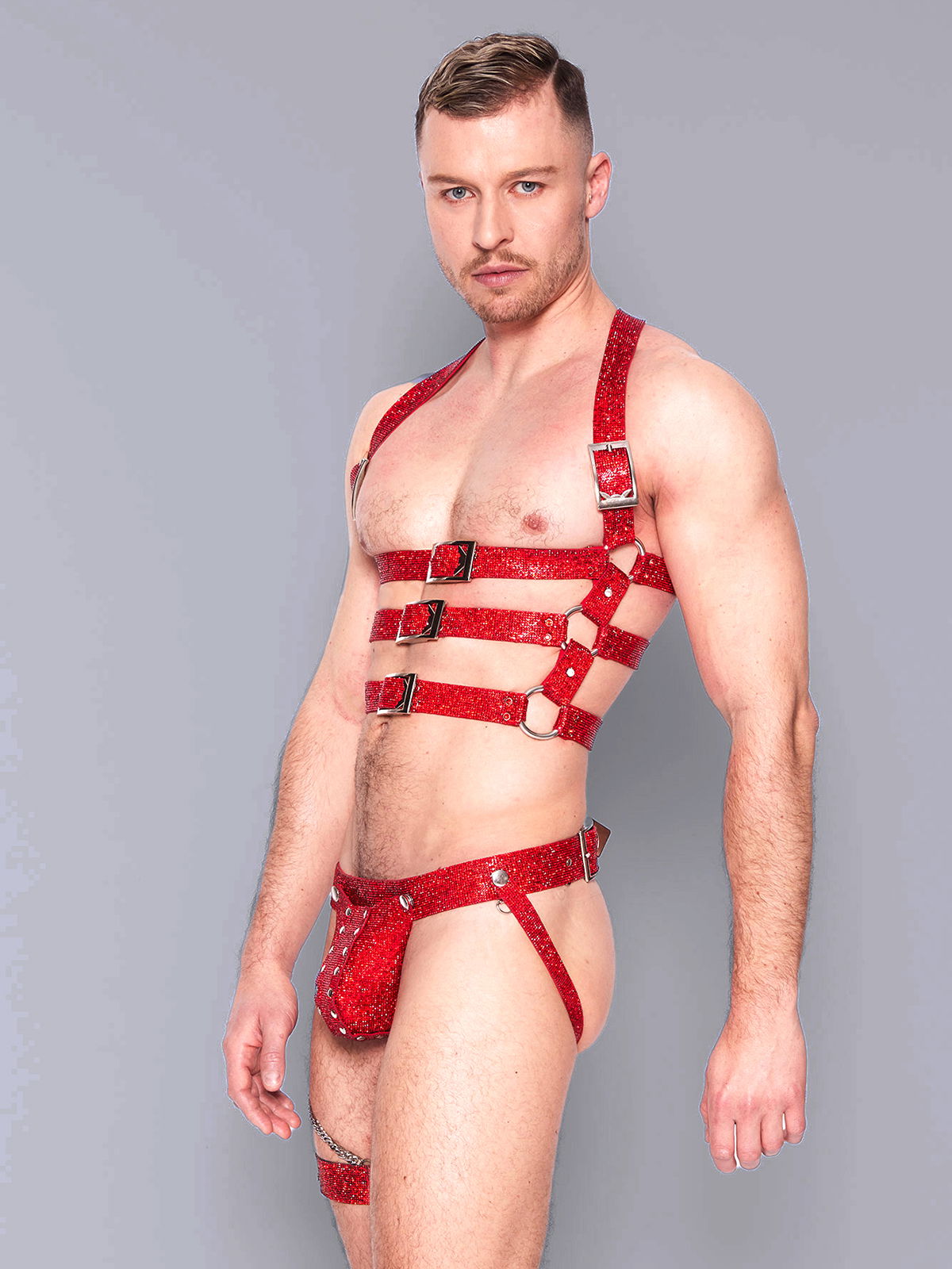 Brunos \  \ Lorand Lajos \ Pan Jockstrap Set Crystal | Red