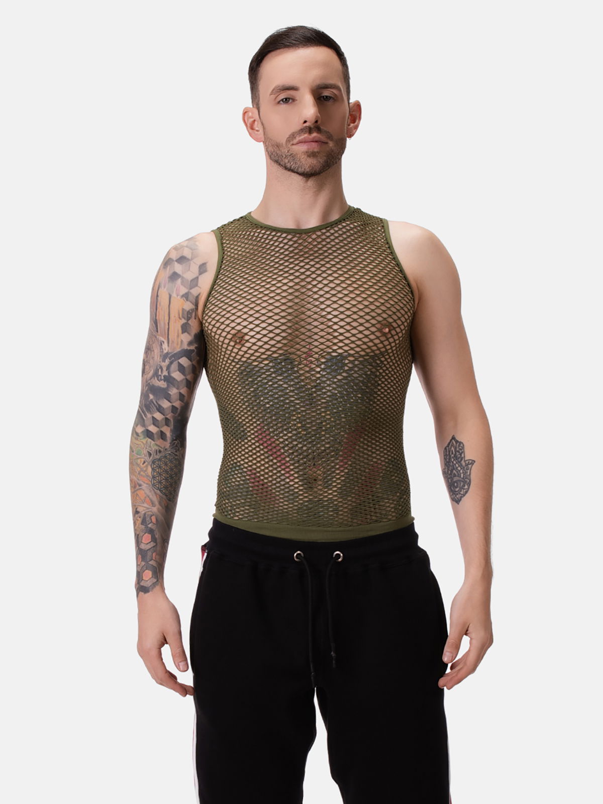 Brunos \ Neu \ Barcode Berlin \ Fishnet Tank Top Stefano | Army