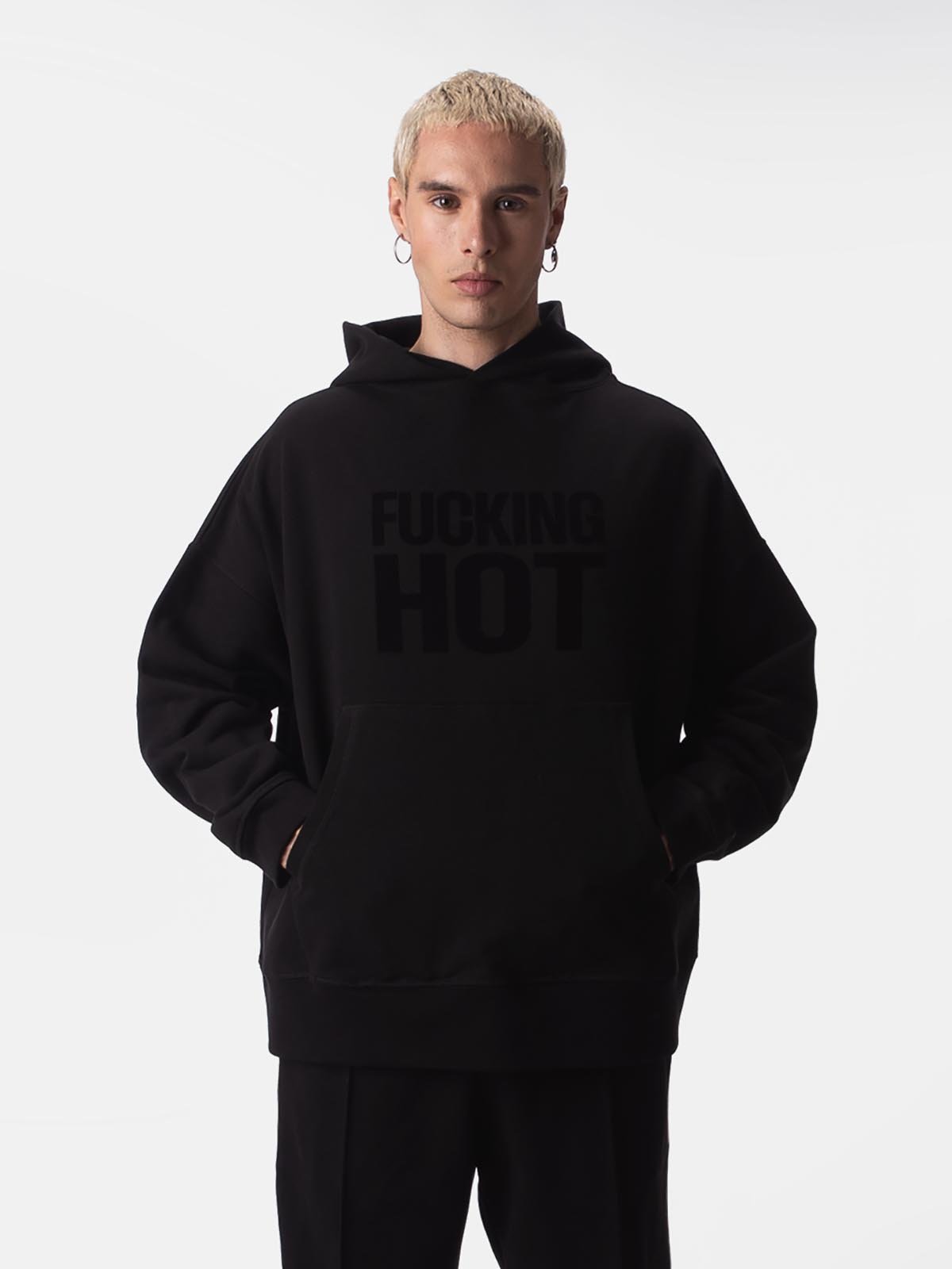 Hoodie Fleece Oversize Fucking Hot | Black