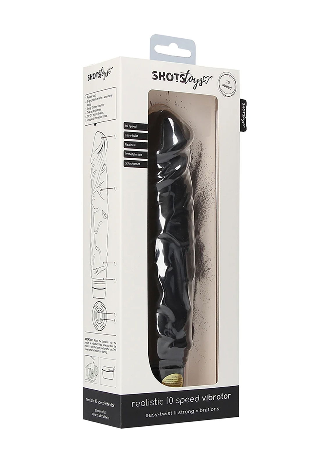 Brunos \  \ Shots Toys \ Realistic 10 Speed Vibrator | Black