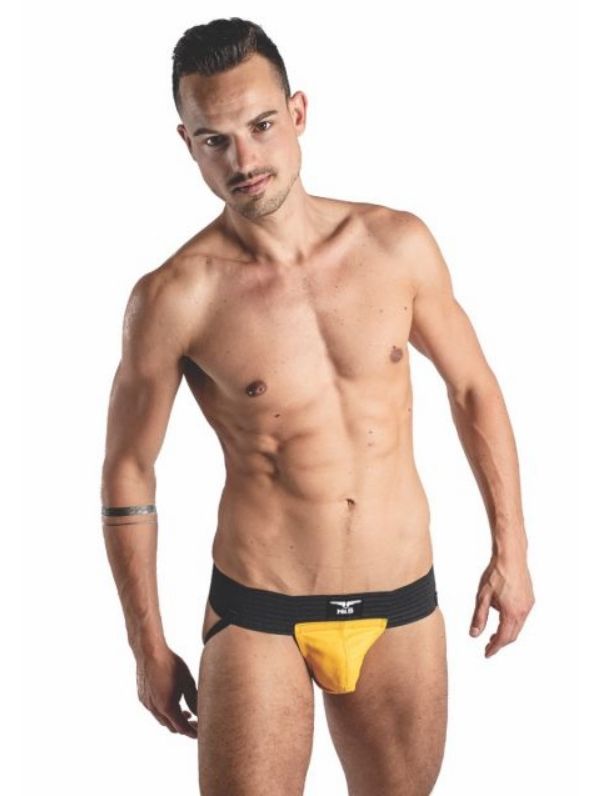 Brunos \ Mister B \ Mister B \ Jockstrap Two Bands aus Echtleder | Black/Yellow