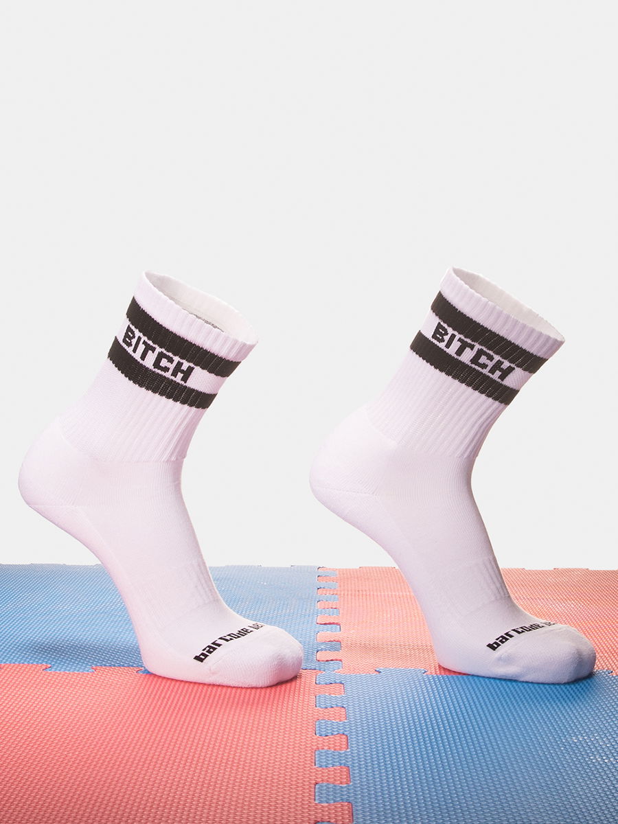 Brunos \ Socks \ Barcode Berlin \ Fetish Half Socks Bitch | White/Black