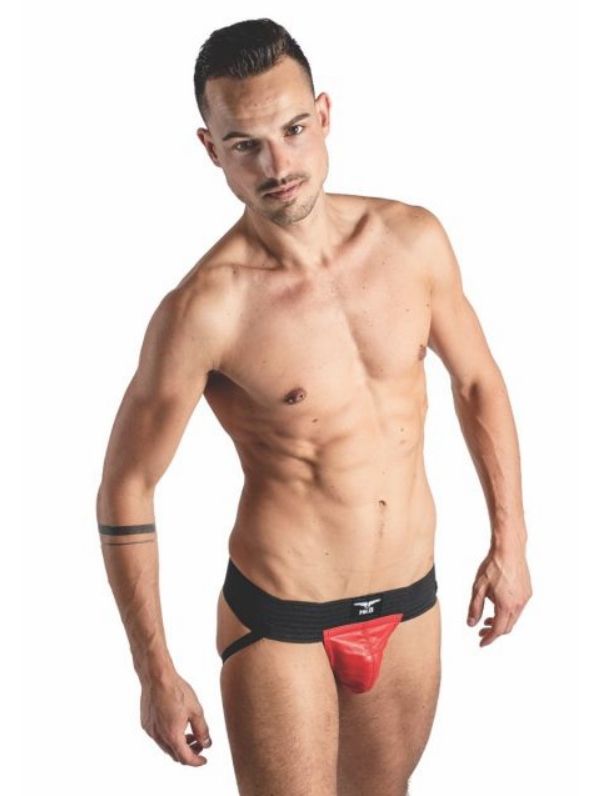 Brunos \  \ Mister B \ Jockstrap Two Bands aus Echtleder | Black/Red