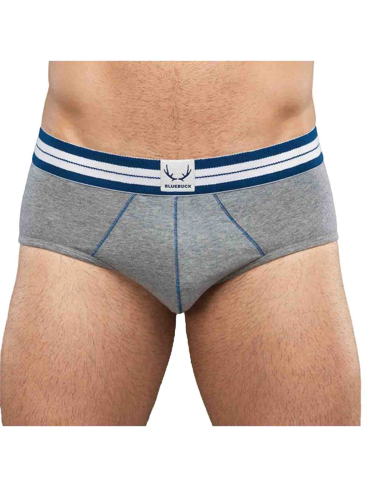 Brunos \ Bluebuck \ Bluebuck \ Classic Brief Grey | Navy Stitch