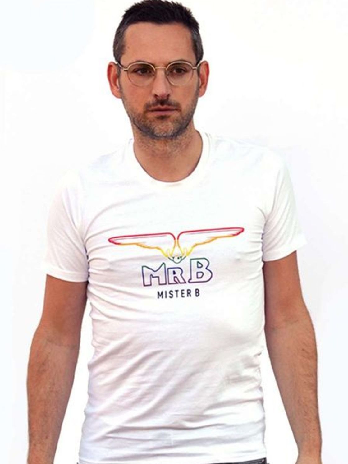 Brunos \ Pride Fashion \ Mister B \ Mister B T-Shirt Pride Rainbow | White