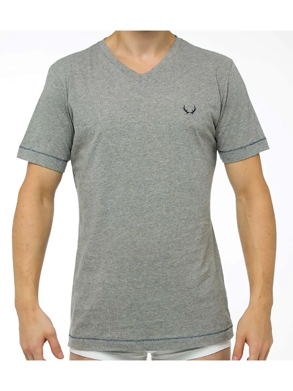 Brunos \  \ Bluebuck \ T-Shirt V-Neck | Grey Marle