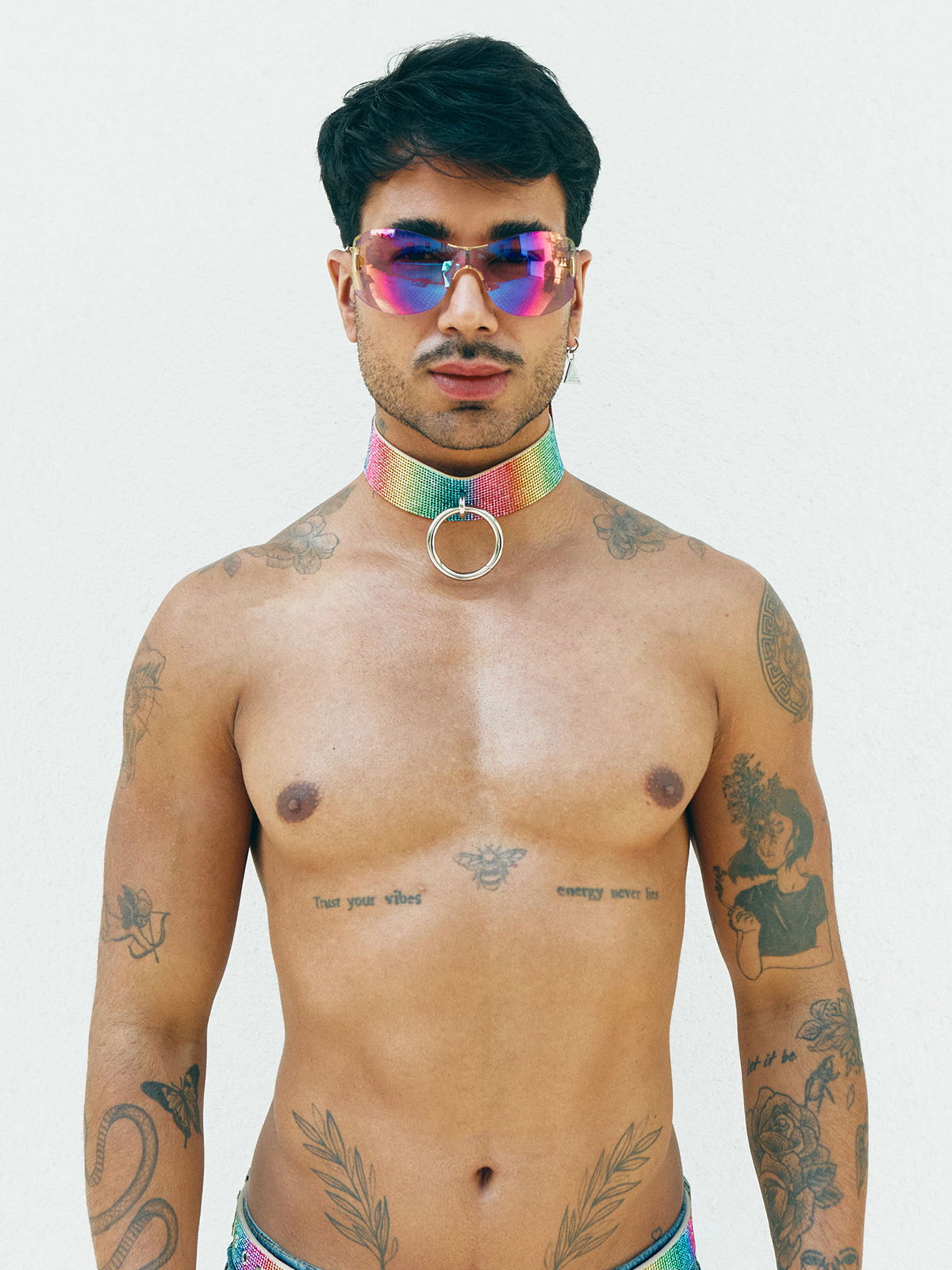 Brunos \ NEU \ Lorand Lajos \ Choker mit Ring Crystal | Rainbow