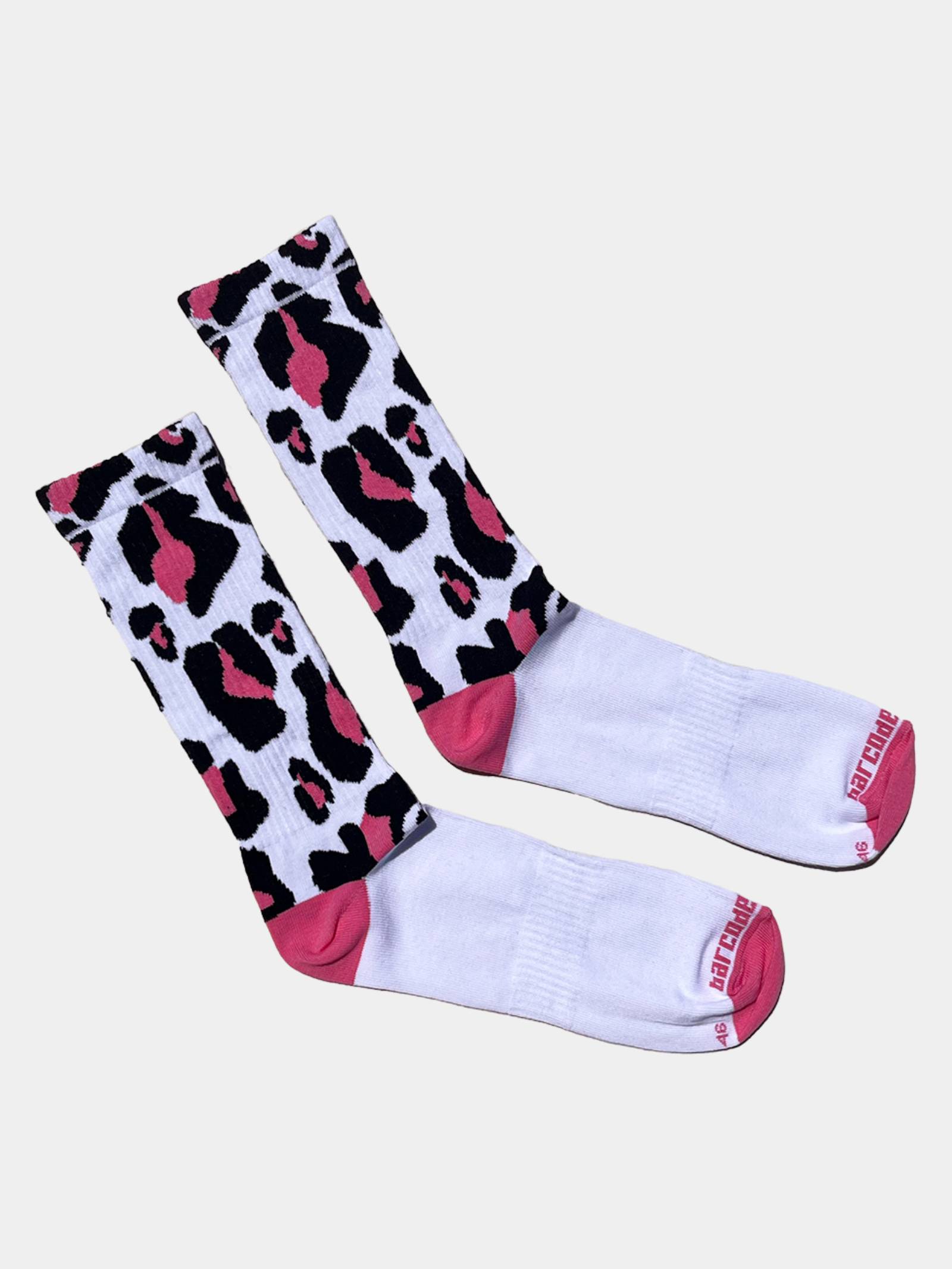 Brunos \ Fashion Sale \ Barcode Berlin \ Gym Socks Leopard | White/Black/Pink