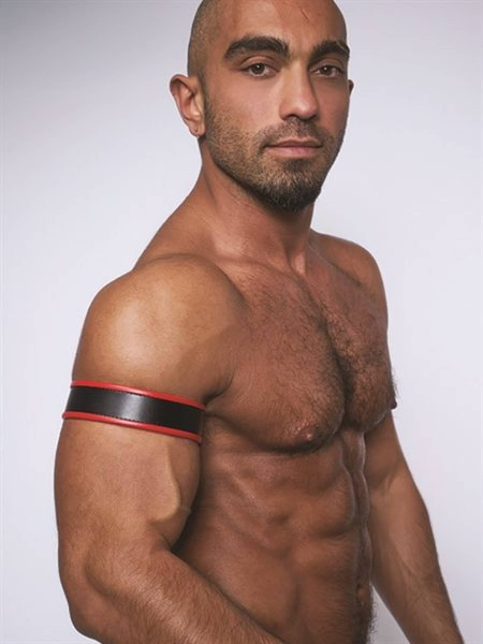 Leather Biceps Band | Black/Red