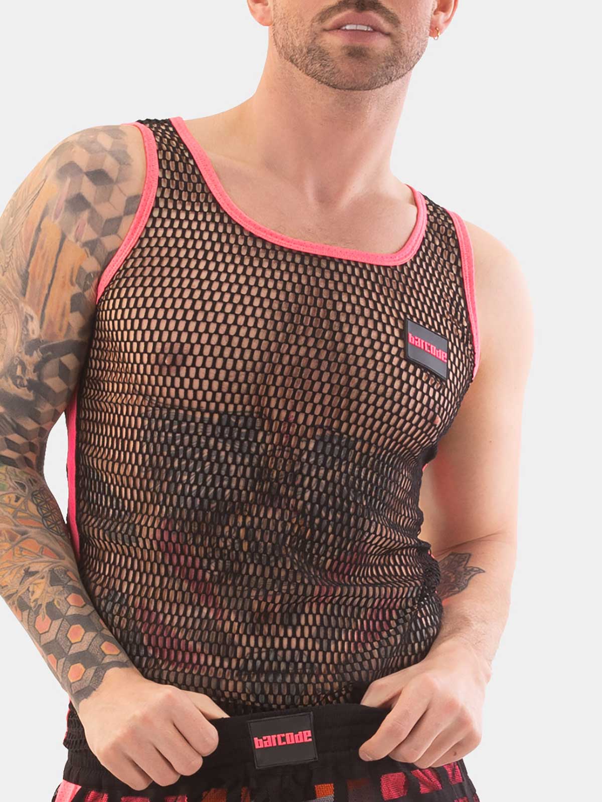 Brunos \ Fashion Sale \ Barcode Berlin \ Tank Mesh Top Touma | Black/Neonpink