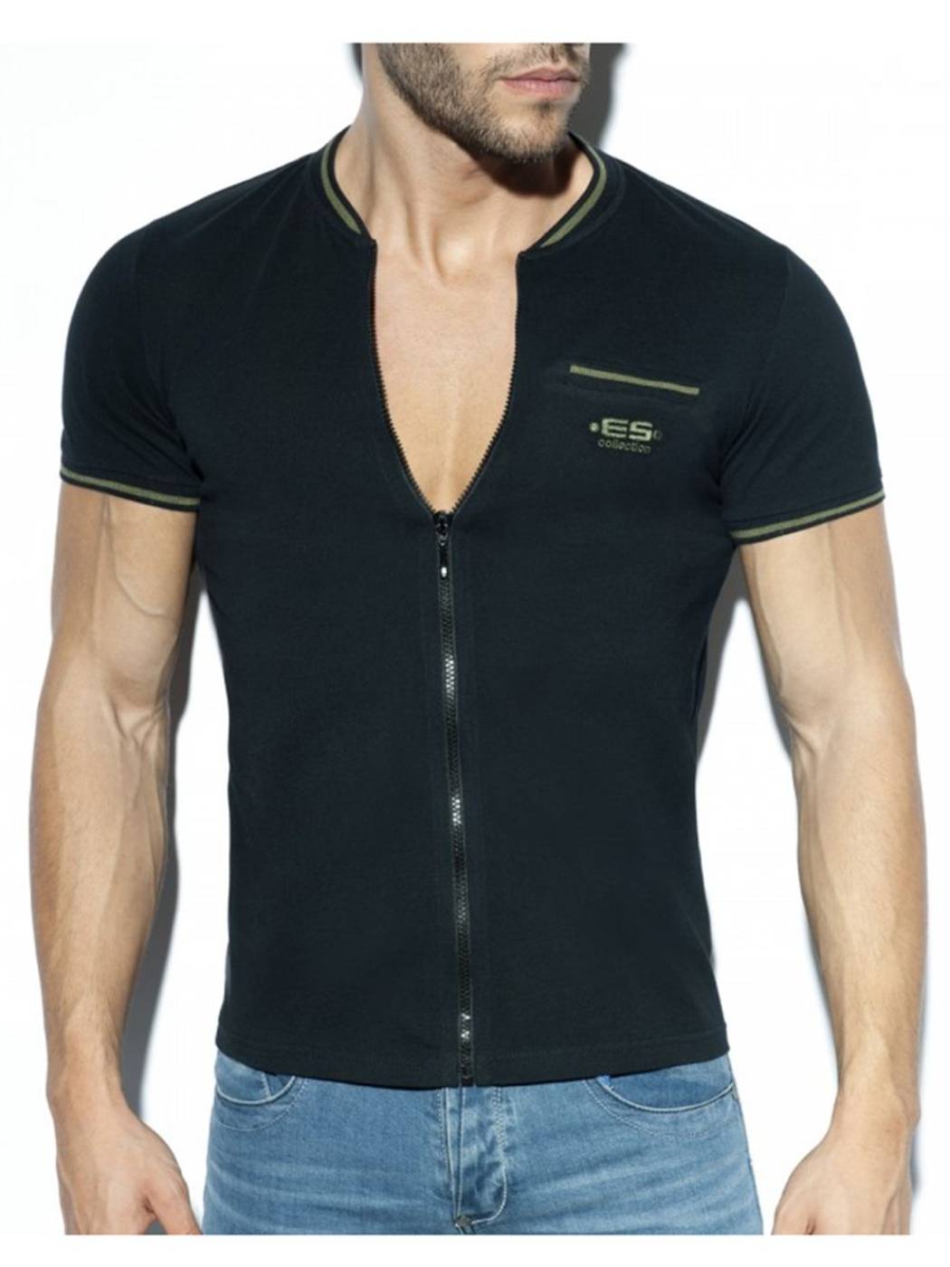 Brunos \  \ ES Collection \ ES Collection Full Zip Mao Polo | Black