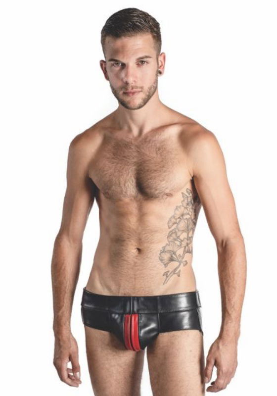 Powerjock Striped Echtleder | Black/Red