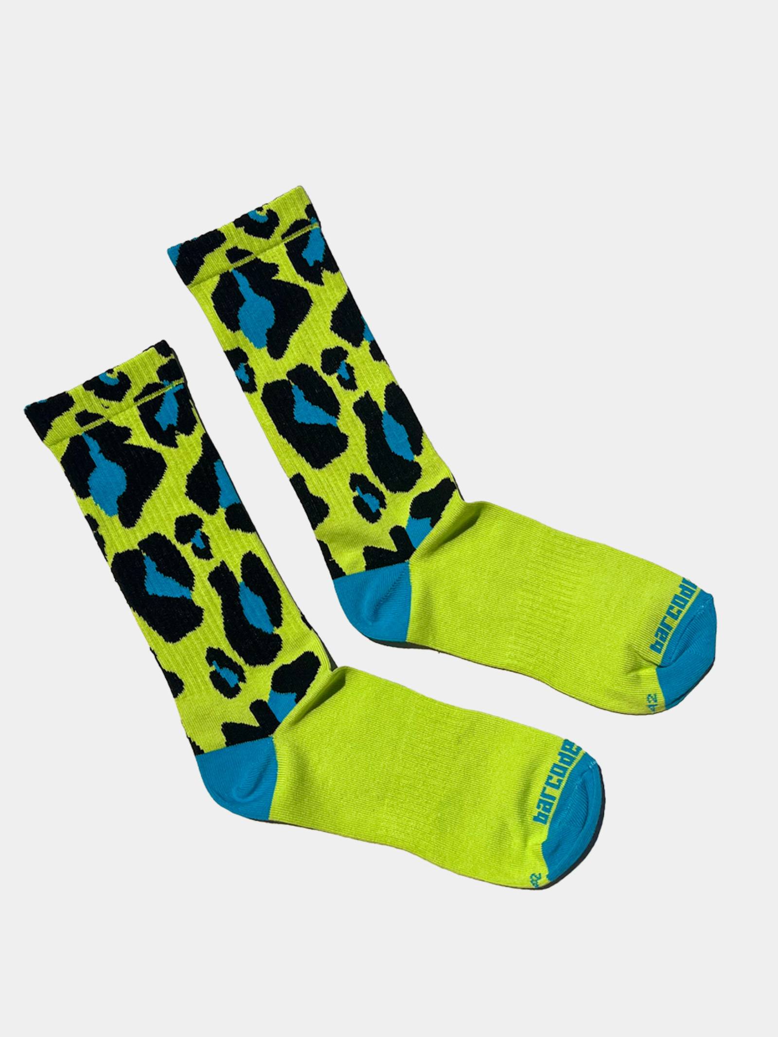 Brunos \ Fashion Sale \ Barcode Berlin \ Gym Socks Leopard | Neongreen/Blue/Black