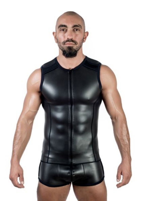 Brunos \ Mister B \ Mister B \ Neopren Sleeveless T Zip | Black