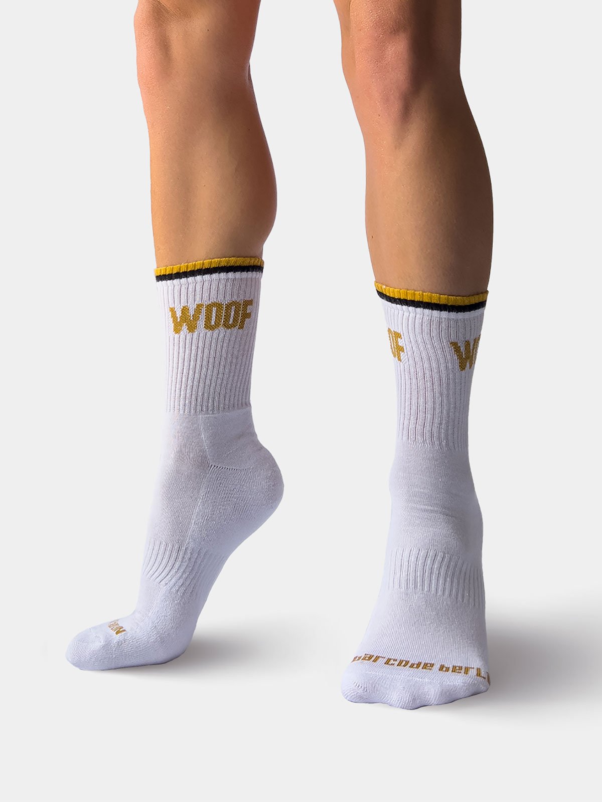 Fun Socks "Woof" | White/Gold/Black