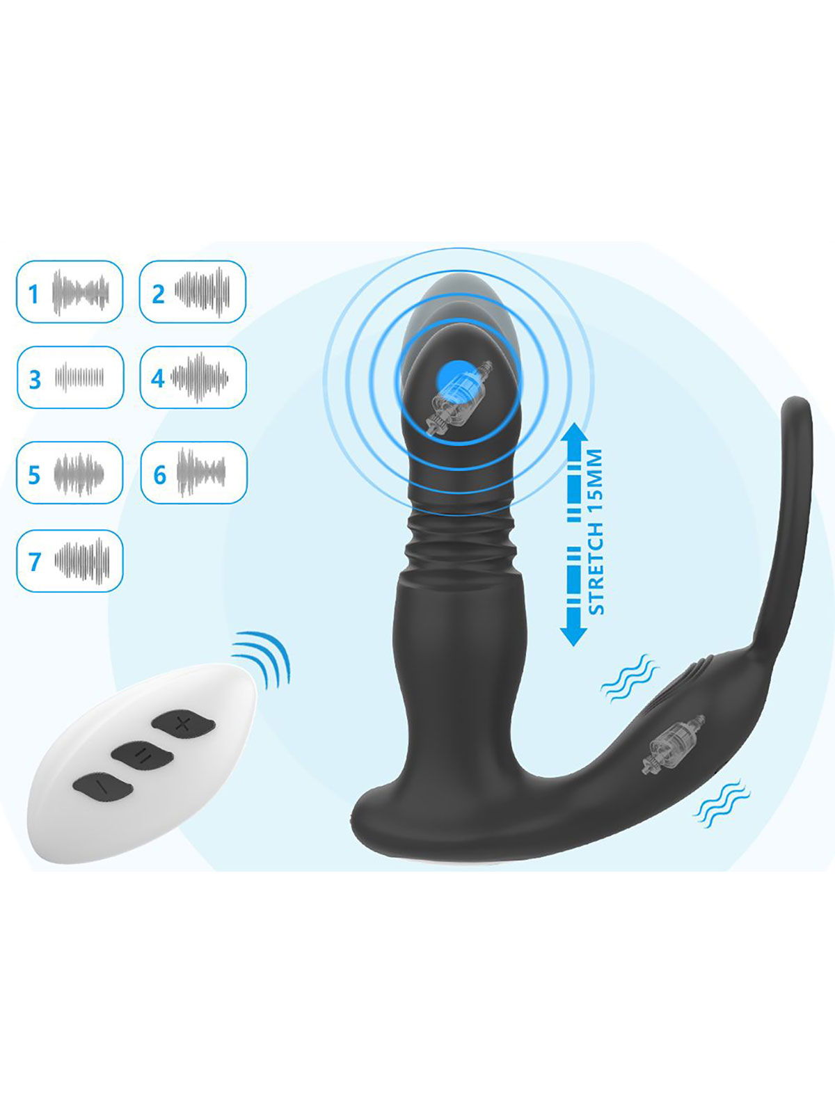 Brunos \  \ ZENN \ Plug Prostata Massage mit Ring | 15,5 x 3,6 cm | Black