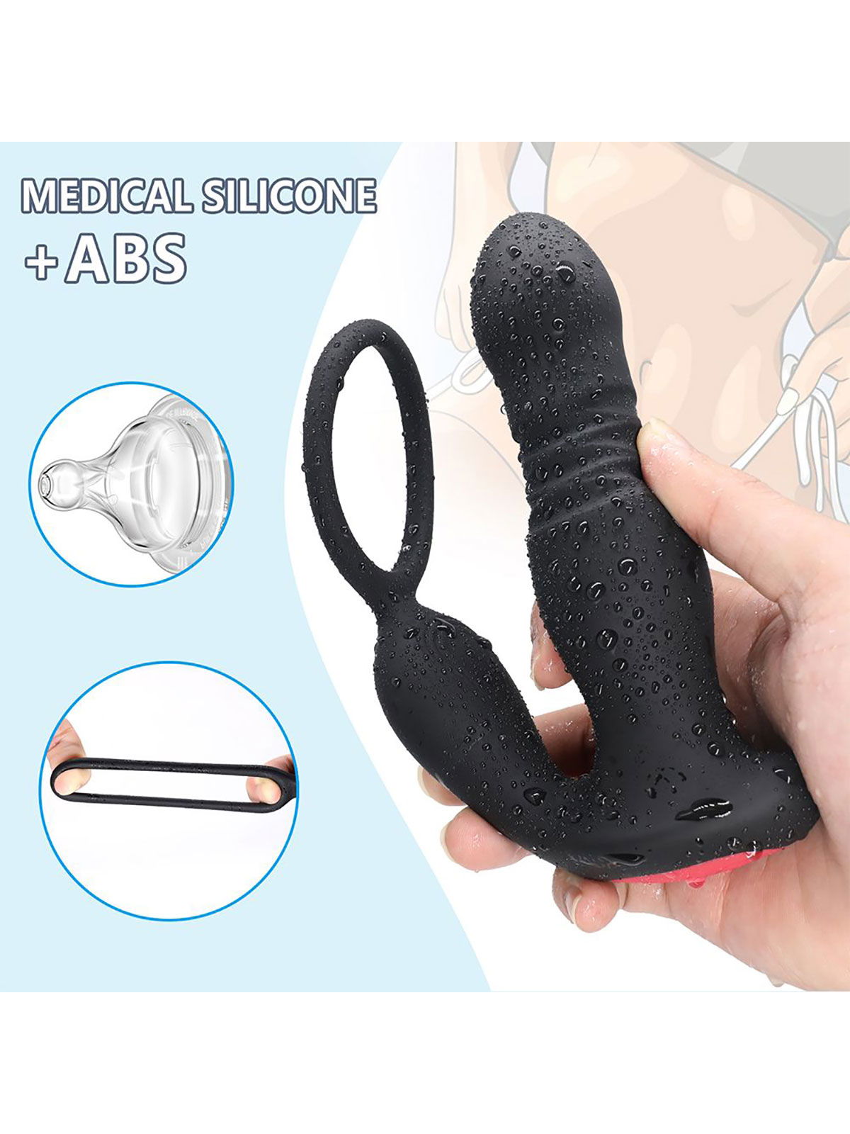 Brunos \  \ ZENN \ Plug Prostata Massage mit Ring | 15,5 x 3,6 cm | Black