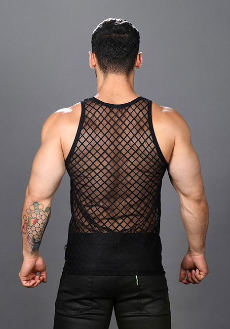 Brunos \ Fashion Sale \ Andrew Christian \ Andrew Christian Lattice Lace Sheer Tank Top