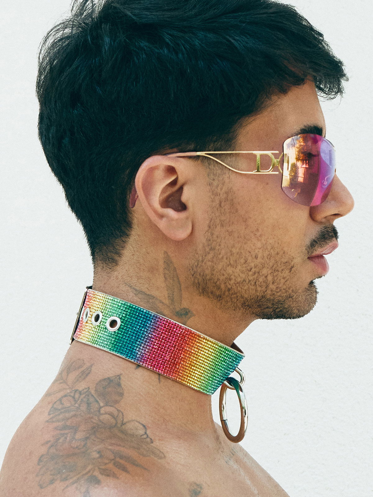 Brunos \ NEU \ Lorand Lajos \ Choker mit Ring Crystal | Rainbow