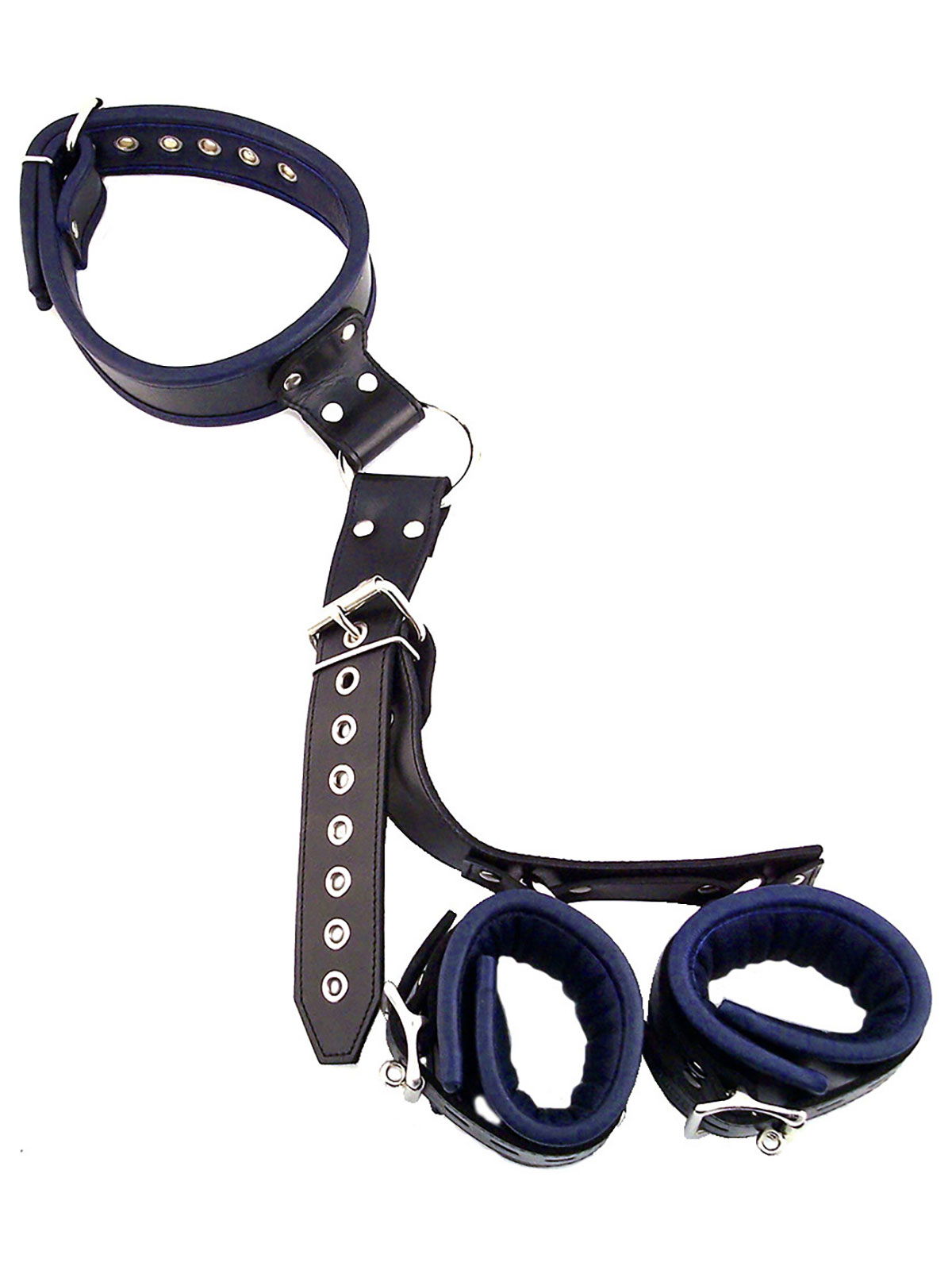 Brunos \  \ Rouge Toys \ Gepolsterte Nacken & Hand-Fesseln Echtleder | Black/Blue