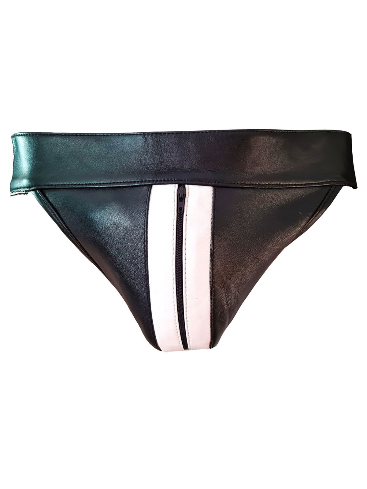 Leder Zip Jock | Black/White