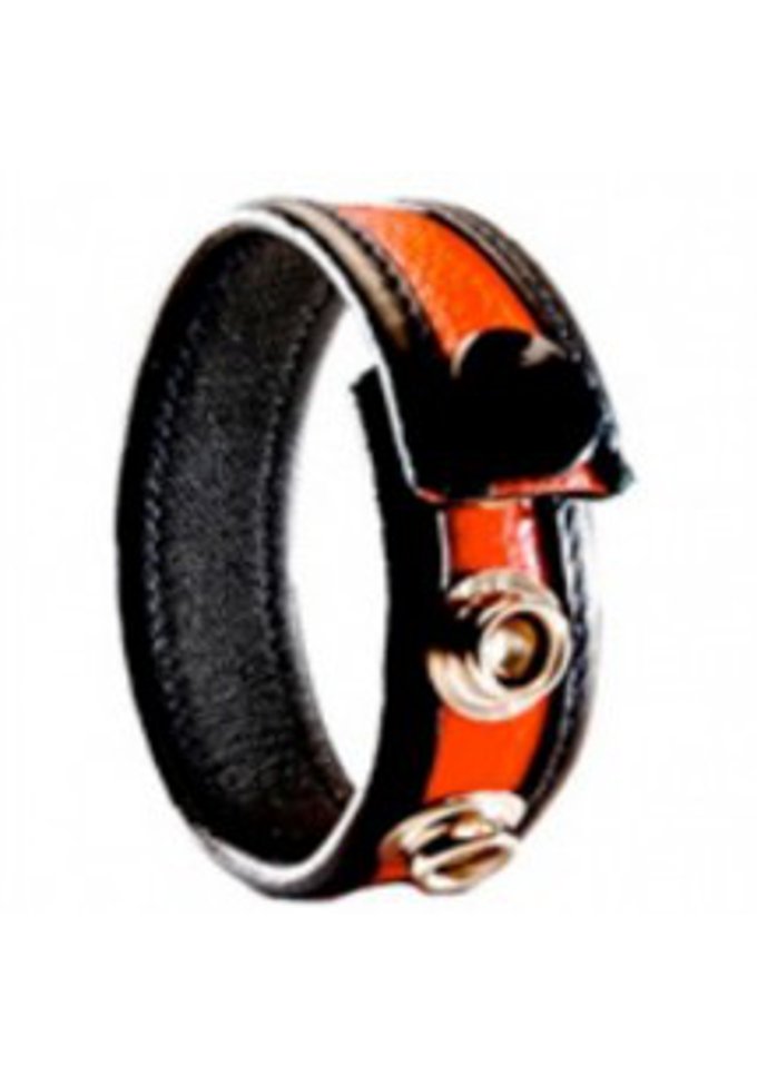 3 Snap Leather Cock Ring Black/Red