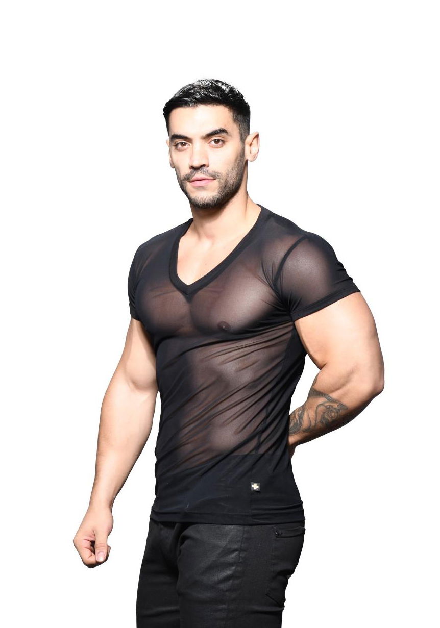 Brunos \  \ Andrew Christian \ Andrew Christian Sexy Sheer V-Neck Tee