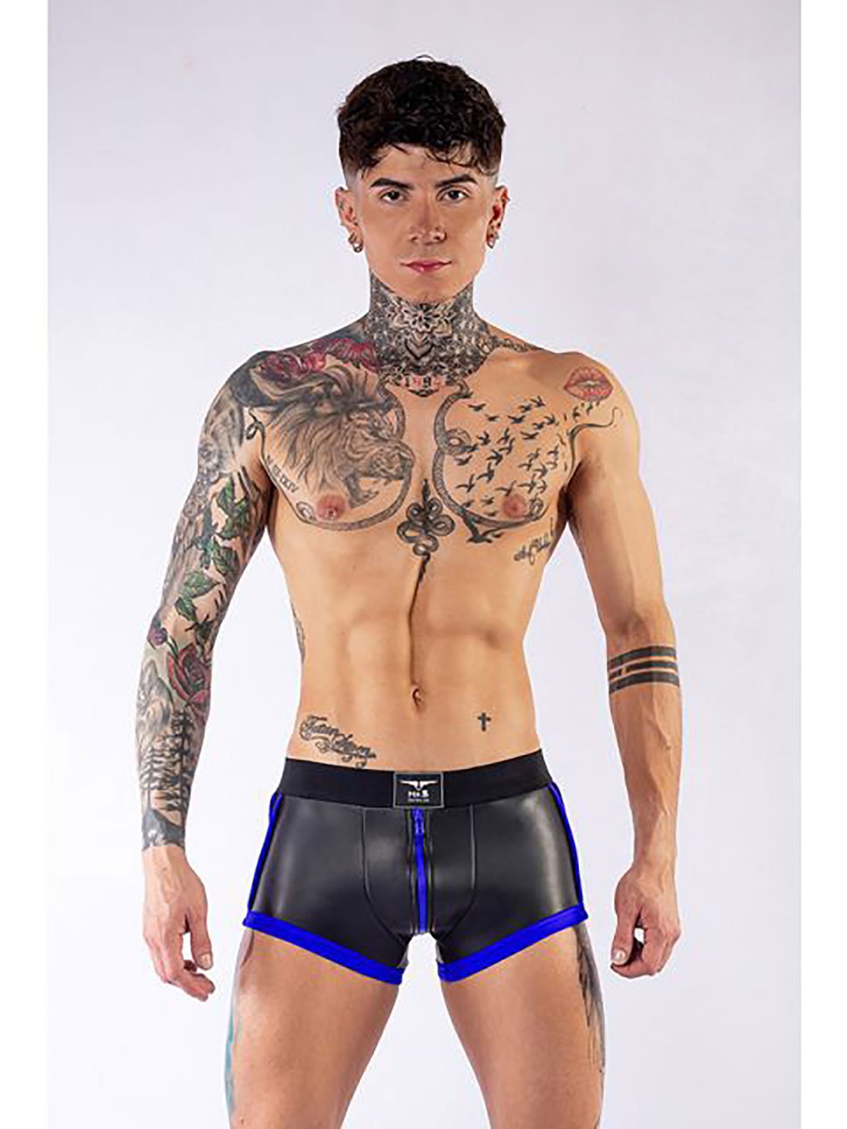 Neoprene Shorts 3 Way Full Zip | Black/Blue