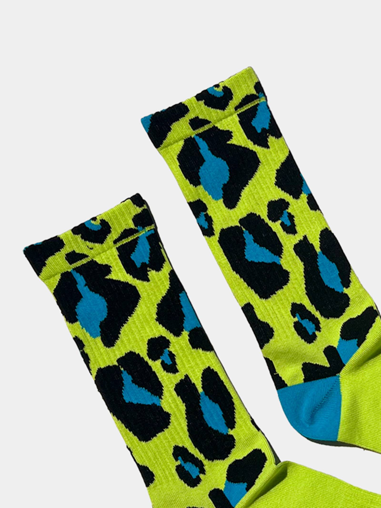 Brunos \ Fashion Sale \ Barcode Berlin \ Gym Socks Leopard | Neongreen/Blue/Black