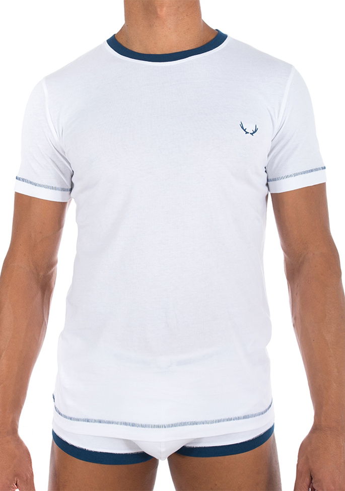 T-Shirt Navy Logo & Stitches | White T-Shirt Navy Logo & Stitches | White
