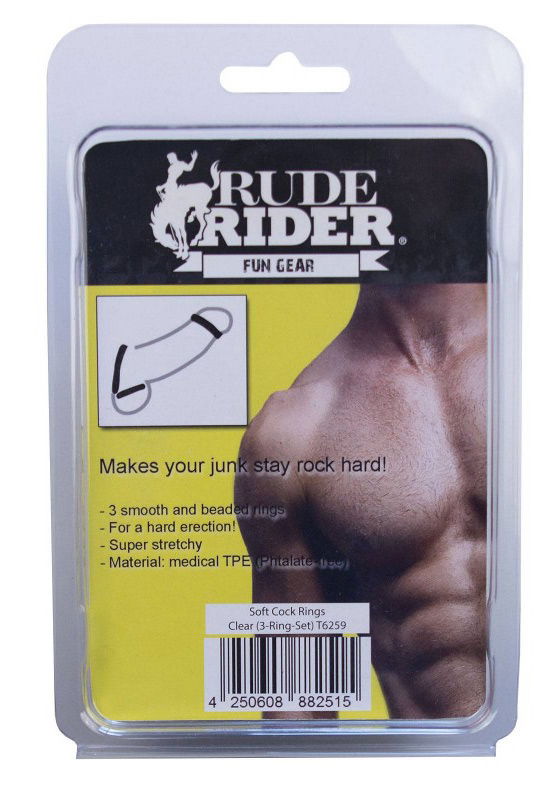 Brunos \ Gummi \ Rude Rider \ Rude Rider: Soft Cock Rings 3-Pack - clear