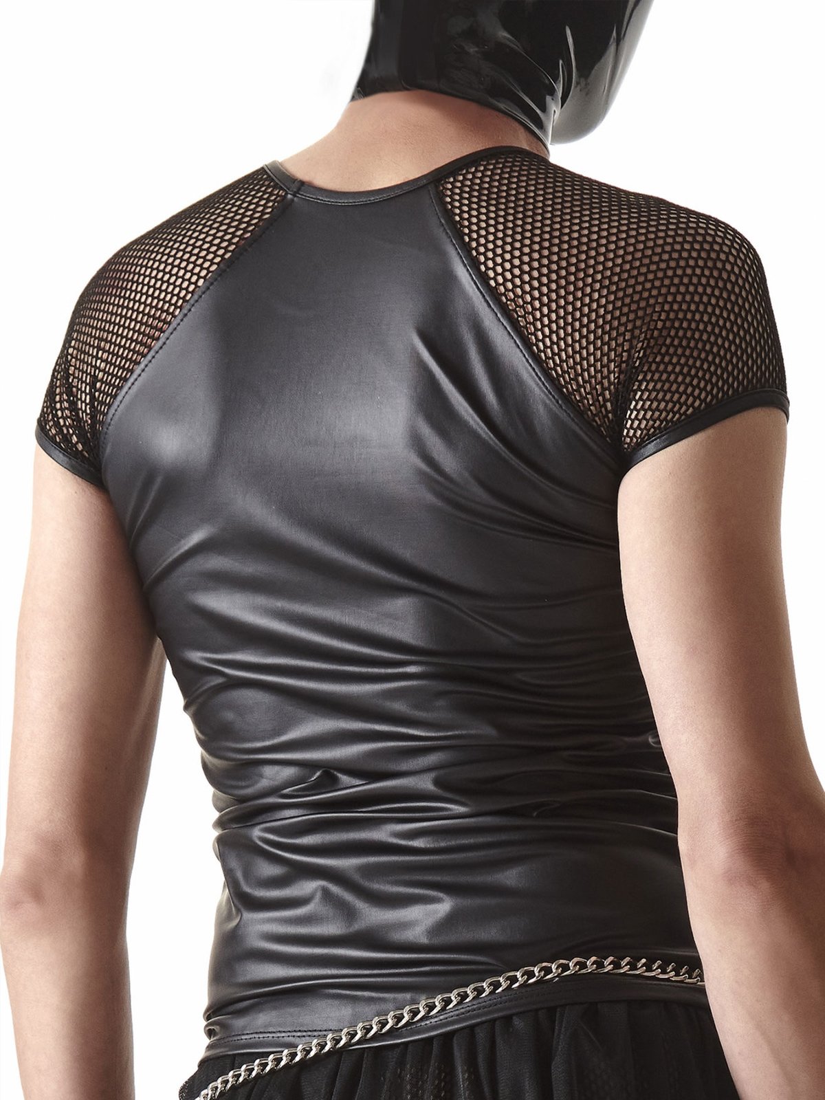 T-Shirt with Mesh Sleeves | Black