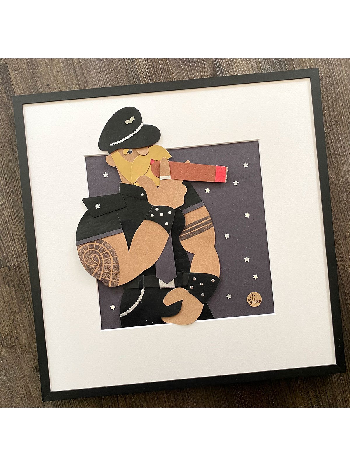 Collage "Berlin Cigar Man 1" 33 x 33 cm | Juan Boilero