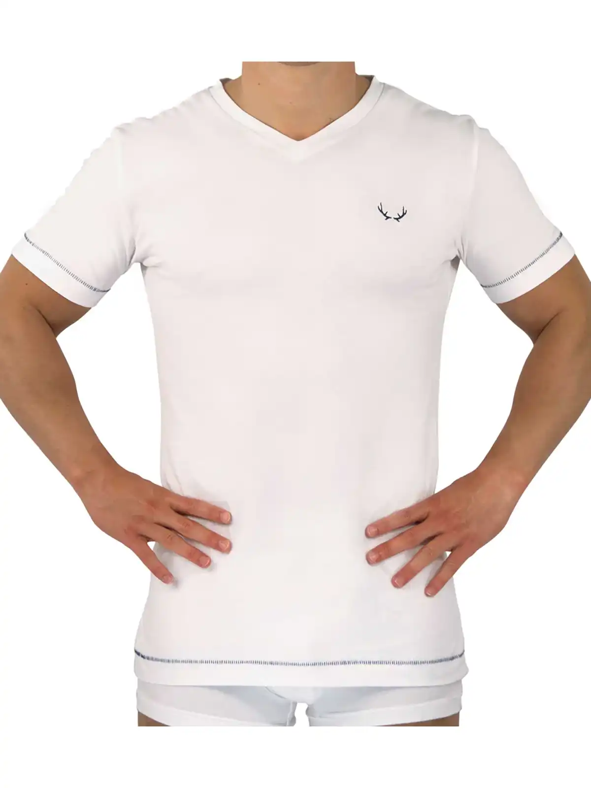 Brunos \  \ Bluebuck \ T-Shirt V-Neck | White