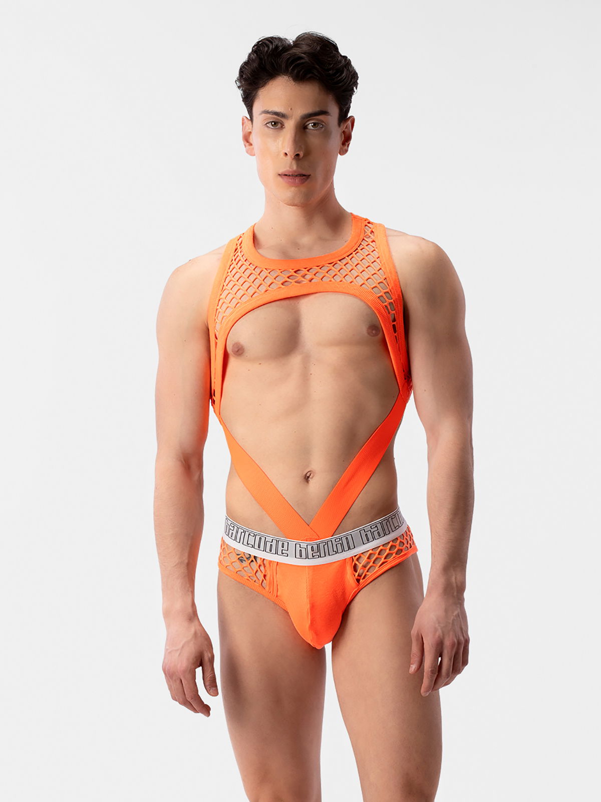 Brunos \ Briefs | Slips \ Barcode Berlin \ Mesh Brief Nursu | White | Neonorange