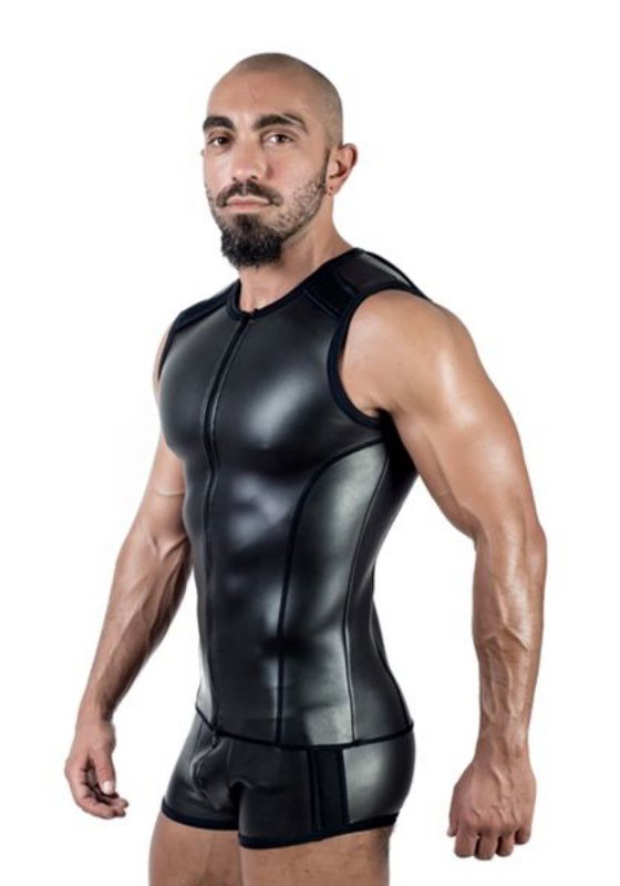 Brunos \ Mister B \ Mister B \ Neopren Sleeveless T Zip | Black