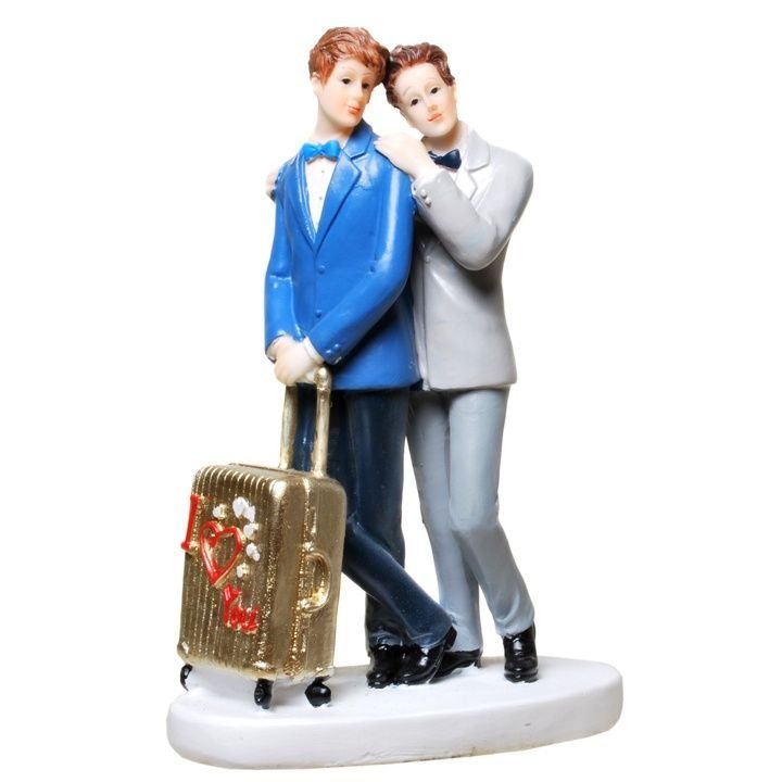 Hochzeitspaar Männer mit Koffer 17 cm