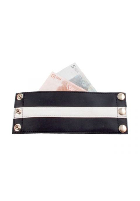 Leder Wrist Wallet Zip | Black/White