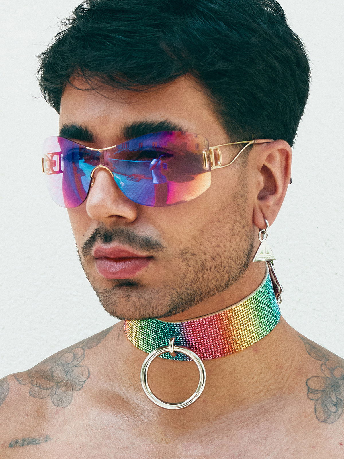 Brunos \ NEU \ Lorand Lajos \ Choker mit Ring Crystal | Rainbow