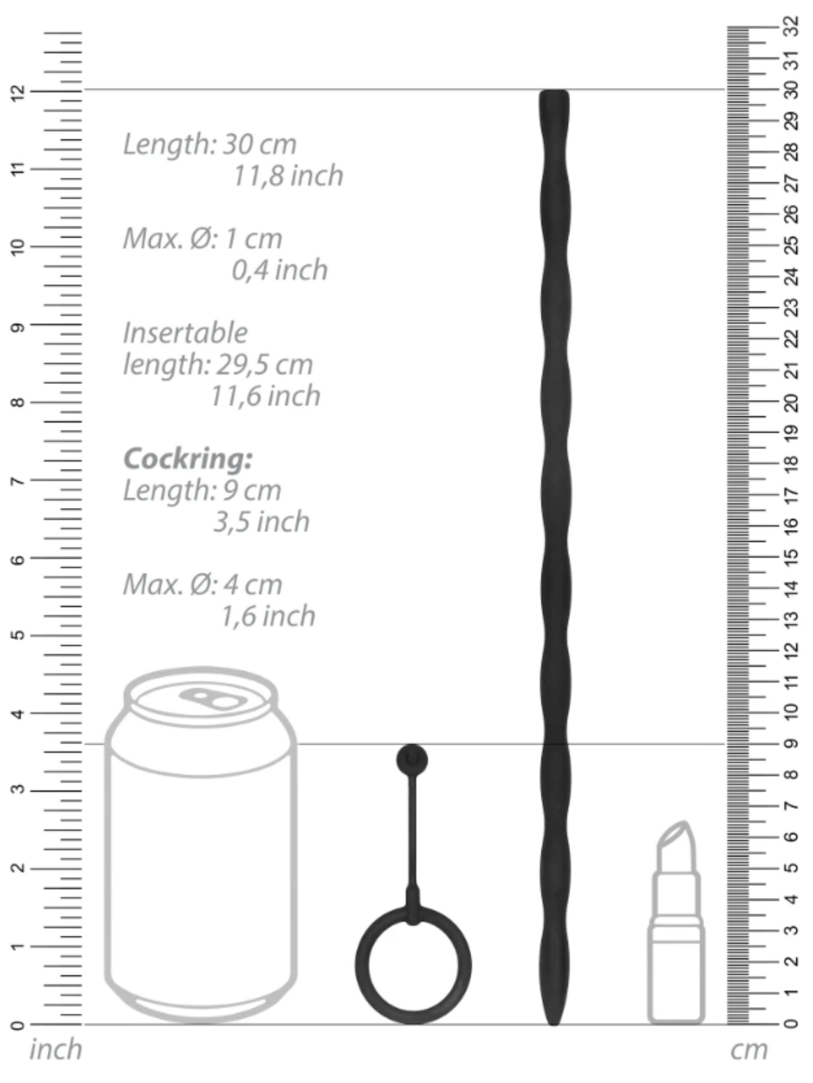 Brunos \ Dilatatoren \ Shots Toys \ Silicone Penis Plug & Cock Ring Set | Black