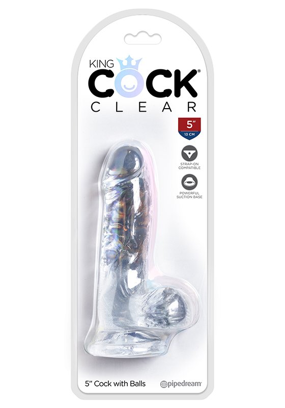 Dildo clear with Balls 5''/ 13 cm