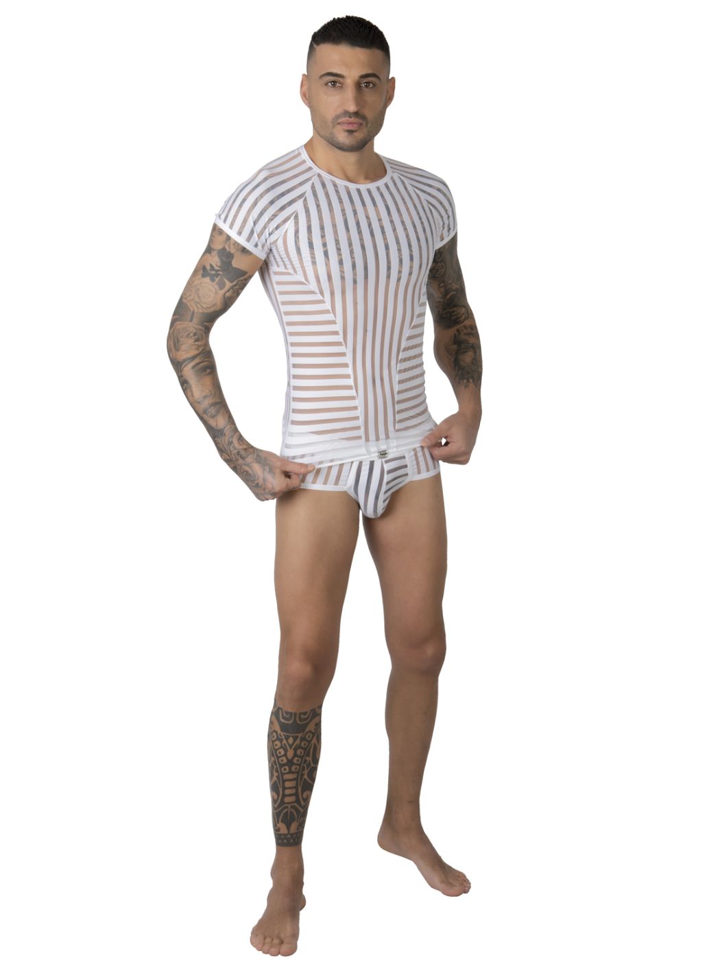 Brunos \ T-Shirts \ Eros Veneziani \ T-Shirt with Stripes | White